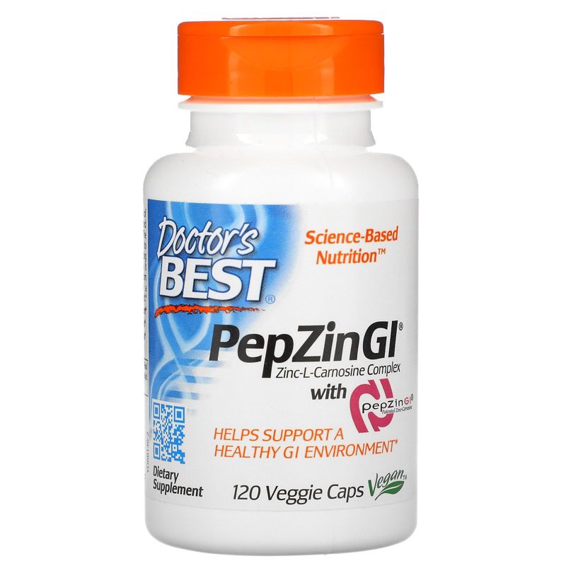 Doctor's Best PepZin GI, Zinc-L-Carnosine Complex, 120 Veggie Caps, Mineral Supplements