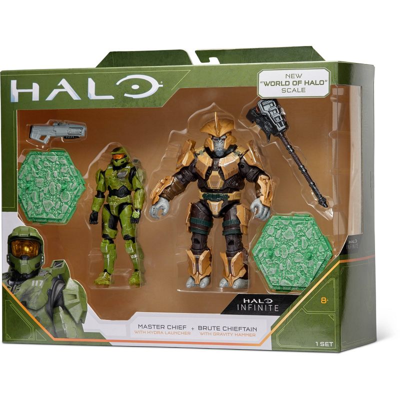 HALO - 2 Figure Pack (4" Heroes and Villains Figures) - Master Chief vs. Brute Chieftain (Infinite)