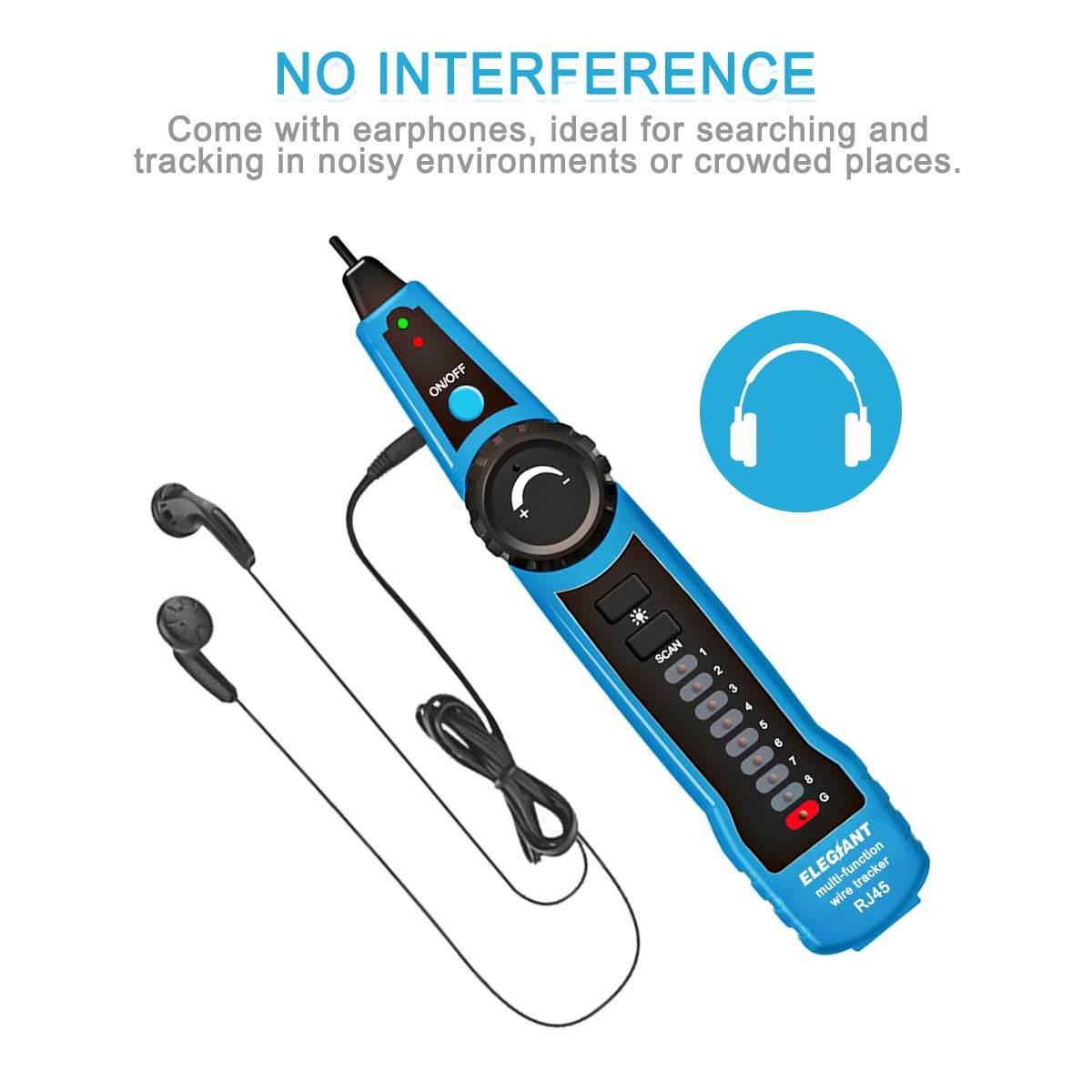 Wire Tracker, Multifunctional RJ11 RJ45 Cable Tester Line Finder with NCV Probe for Wire Tracer Toner Ethernet LAN Network Cable Collation, Telephone Line Tester &Continuity Checking,