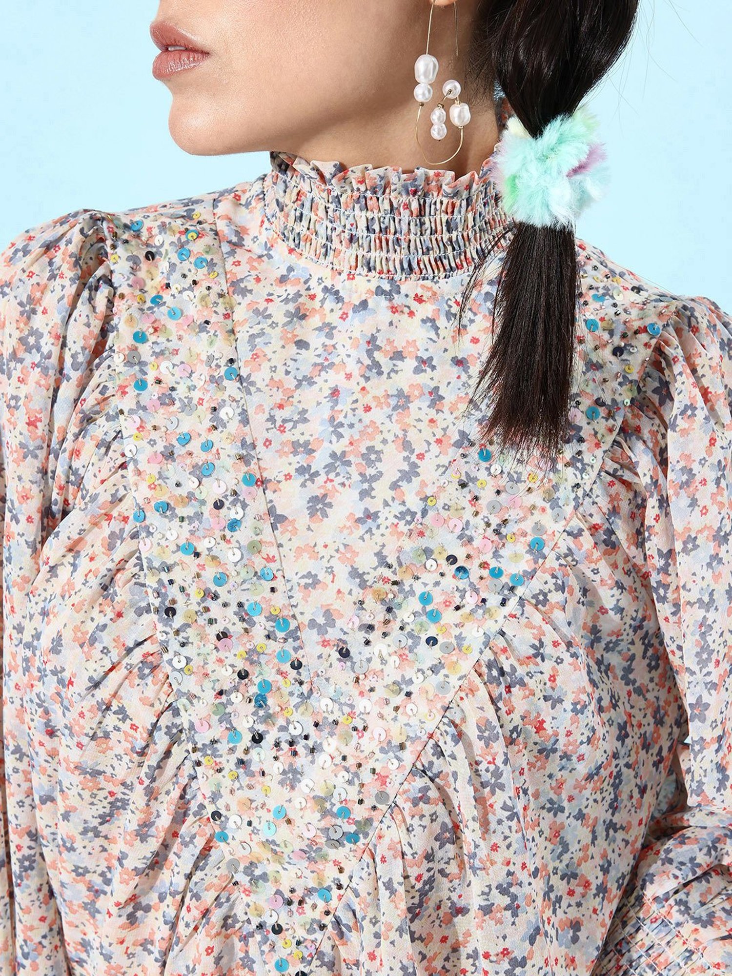 QUIERO Multicolor Embellished Top