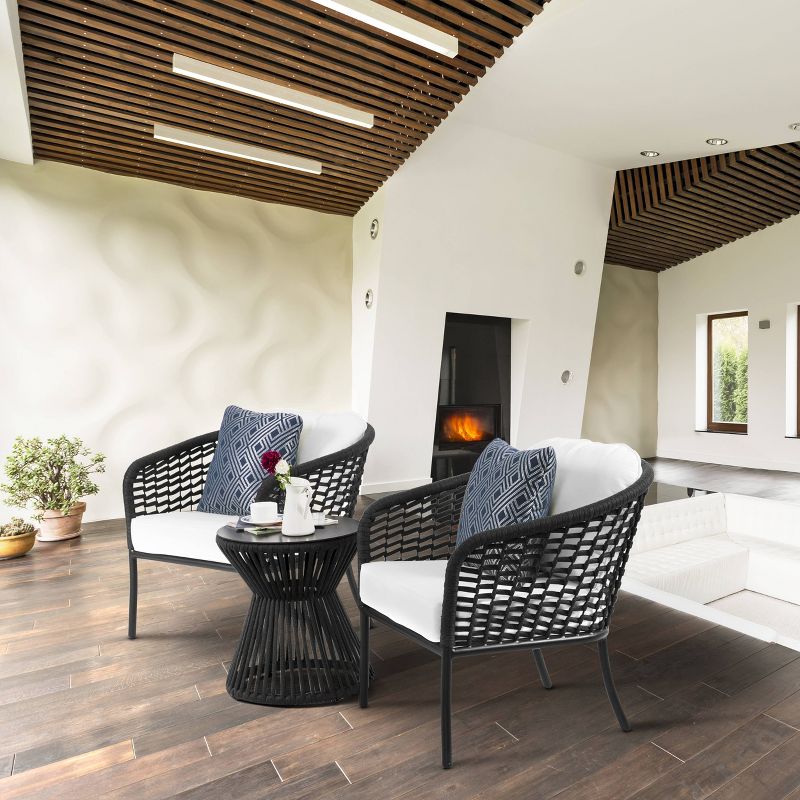 3pc Patio Bistro Set Black/White - Nuu Garden