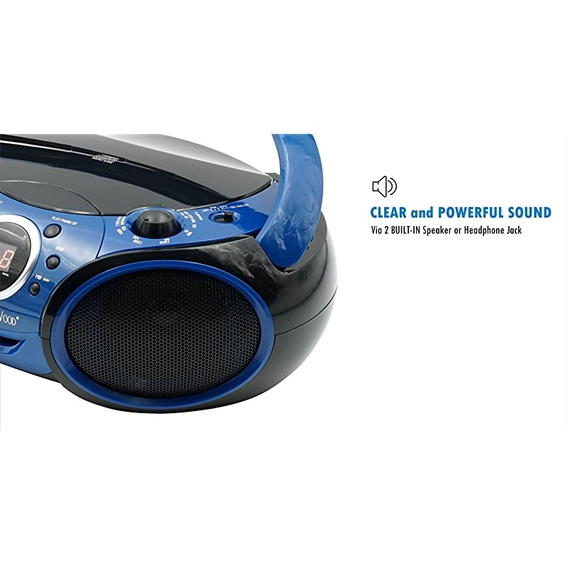 030B CD, CD-R/RW Boombox Portable/w Bluetooth Player AM/FM Radio Aux Input, Headset Jack, Foldable Carrying Handle (Starlight Blue)