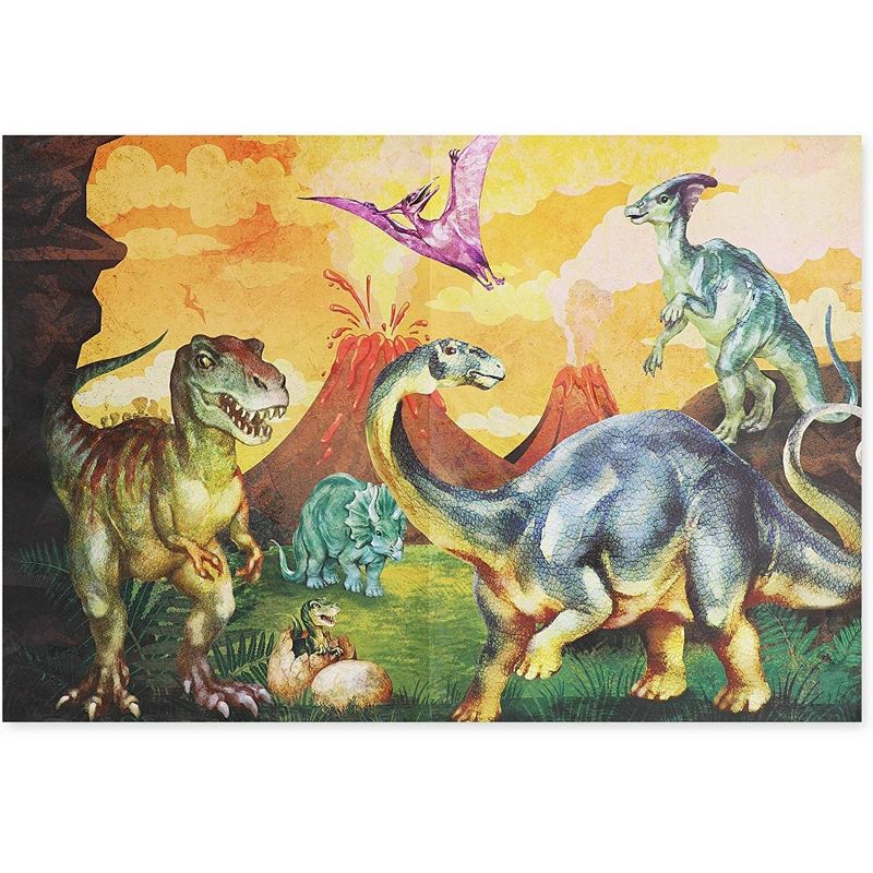 Blue Panda 100-Pieces Dinosaur Jigsaw Puzzle and Matching Poster for Kids
