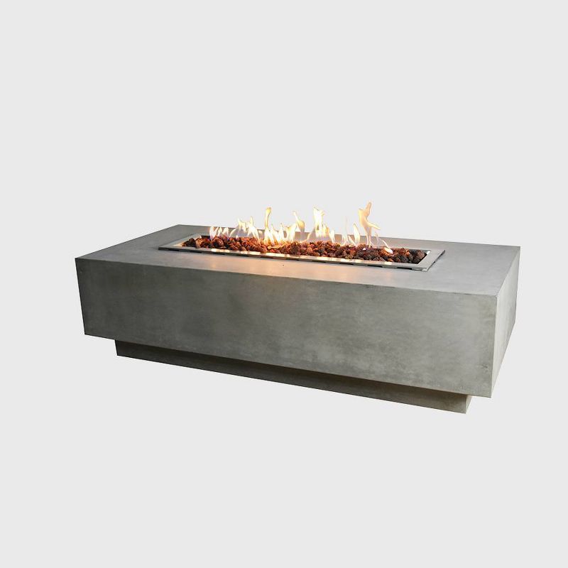 Granville Rectangular Stainless Steel Propane Fire Table - Gray - Elementi
