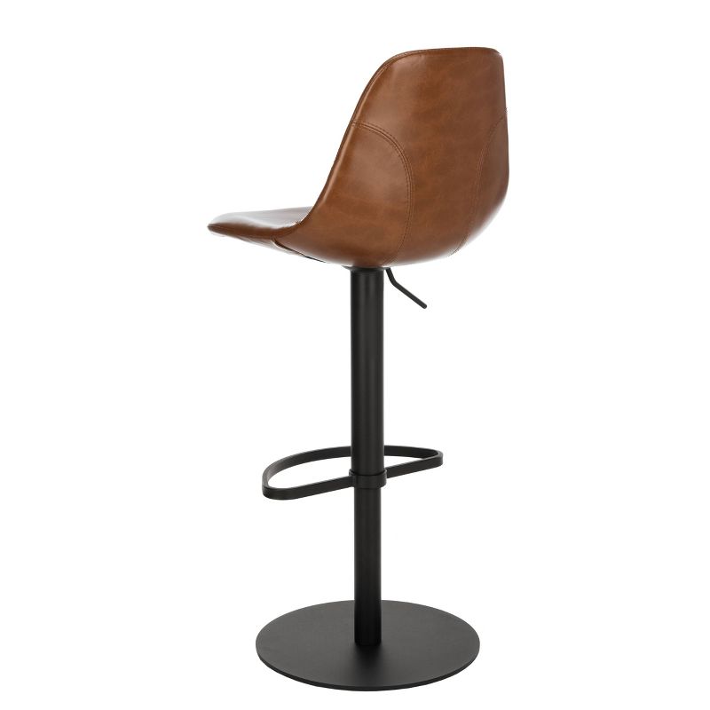 Wooden Barstool with Padded Seat and Open Backrest Blue/Brown - Benzara