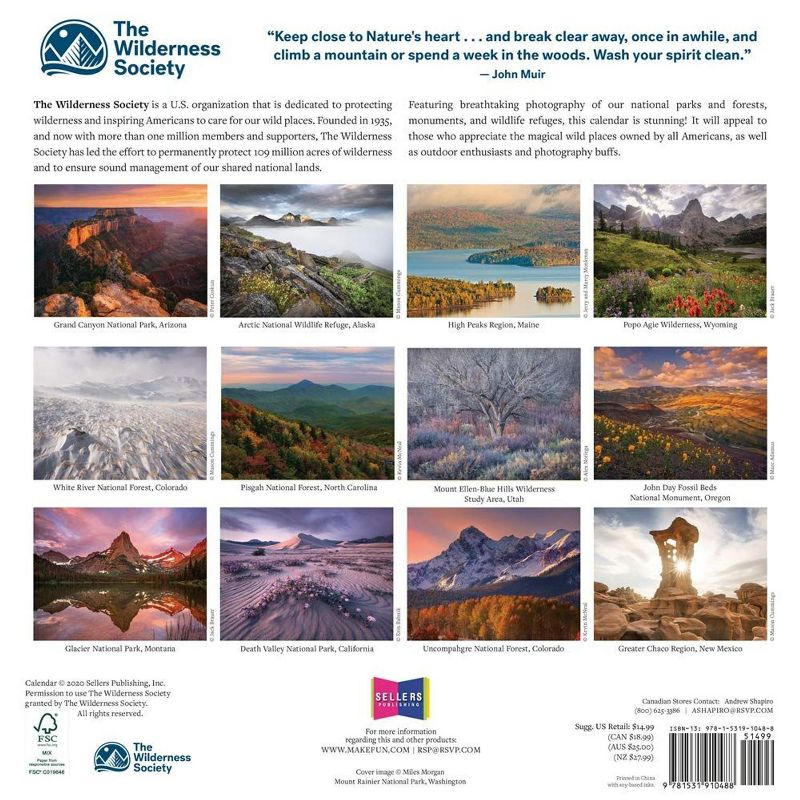 Sellers Publishing 2021 The Wilderness Society 16-Month Wall Calendar Sellers Publishing