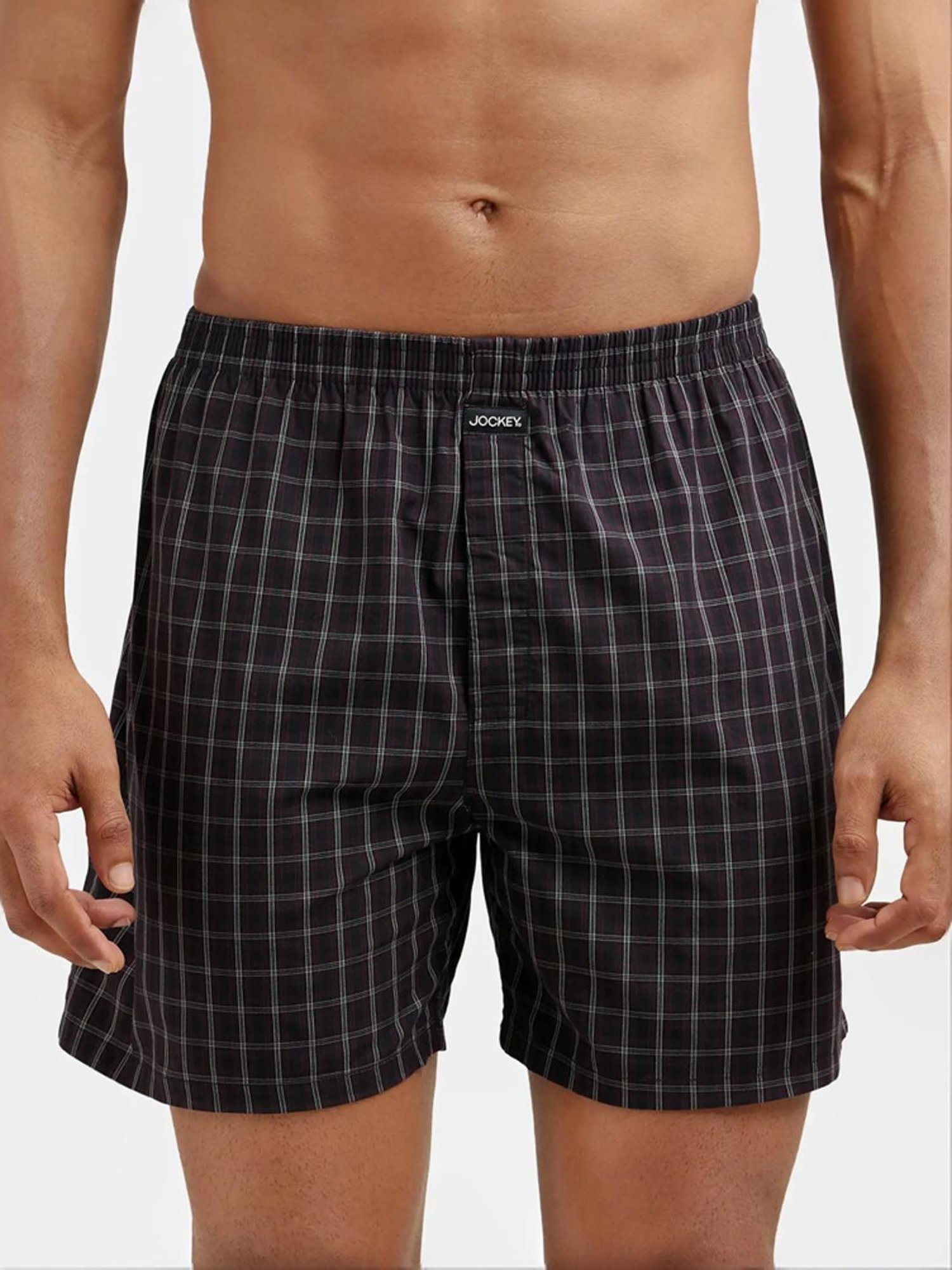 Jockey Black & Navy Regular Fit Check Boxer Shorts - Pack of 2