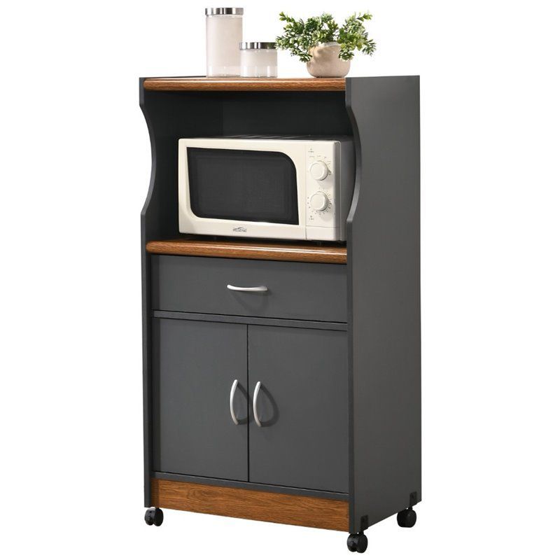 Microwave Kitchen Cart in Gray Oak - Hodedah