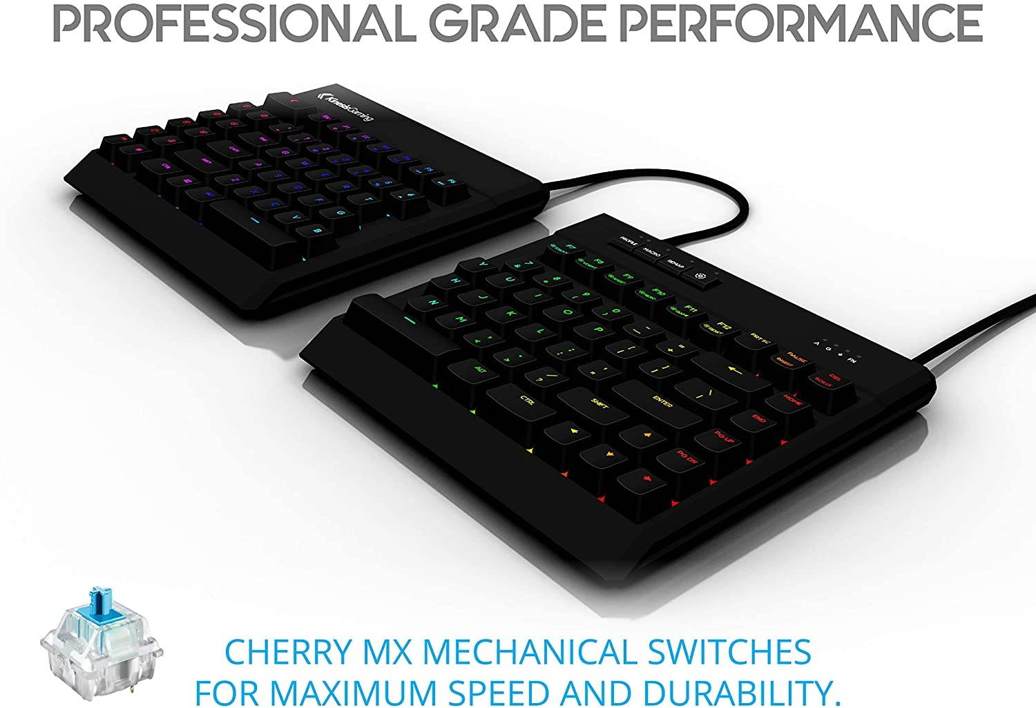 KINESIS Gaming Freestyle Edge RGB Split Mechanical Keyboard (MX Blue)
