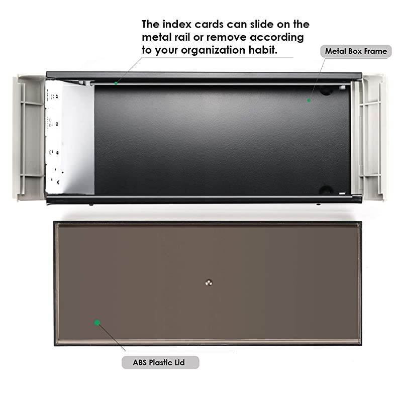 Business Card Holder for Desk Business Card Organizer Business Card Case Credit Card Holder File Index Card Box Storage Capacity 800 Cards 35 x 22 AZ Tabs Metal Structure Black