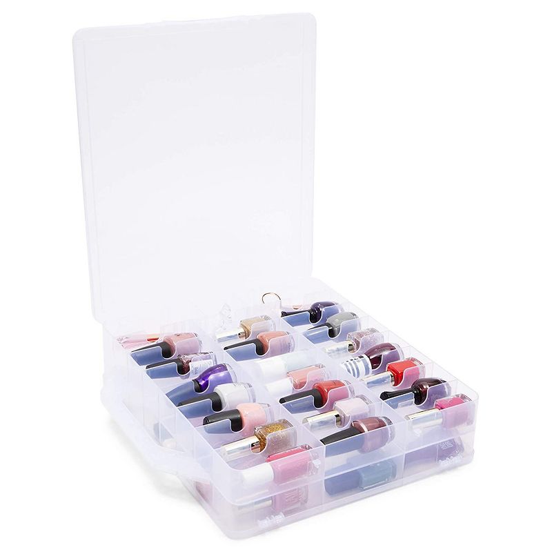 Glamlily Clear Nail Polish Caddy Holder for 48 Bottles and Nail Tools (13.78 x 13.39 x 3.15 In)