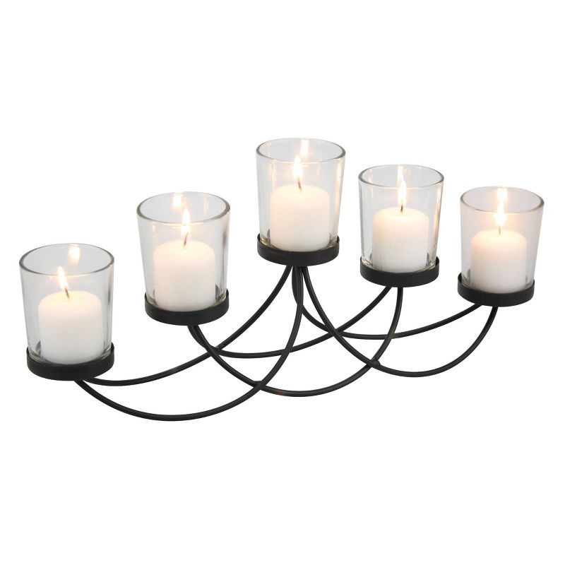 Decorative Metal Votive Candelabra Centerpiece Black - Stonebriar Collection