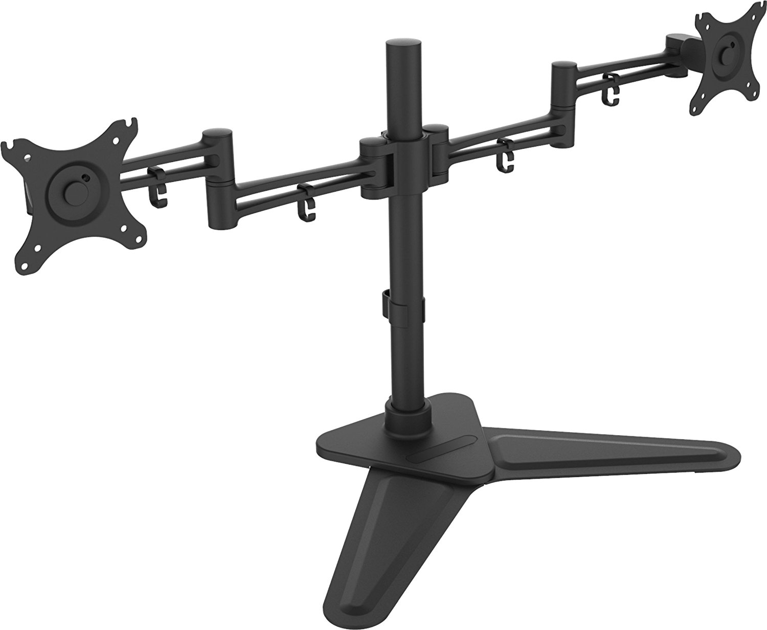 XtremPro Dual Monitor Mount for 2 LCD Screen Desk for 10" - 30" w/ Cable Management, Height Adjustable, Tilt -85&deg; ~ +15&deg;, &plusmn;180&deg; Rotation, VESA 75x75, 100x100, 44Lbs Capacity - Black (41107)