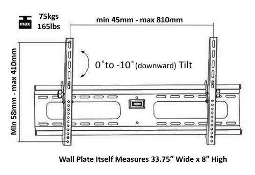 Ultra-Slim Black Adjustable Tilt/Tilting Wall Mount Bracket for Toshiba 55L7200U 55" inch 3D LED HDTV TV/Television - Low Profile