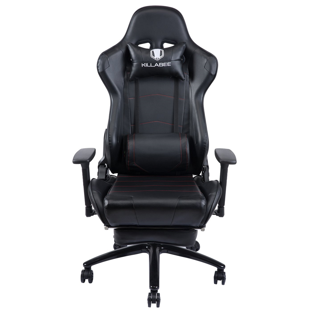 KILLABEE Big and Tall 350lb Massage Gaming Chair Metal Base - Adjustable Massage Lumbar Cushion, Retractable Footrest High Back Ergonomic Leather Racing Computer Desk Executive Office Chair(Blue)