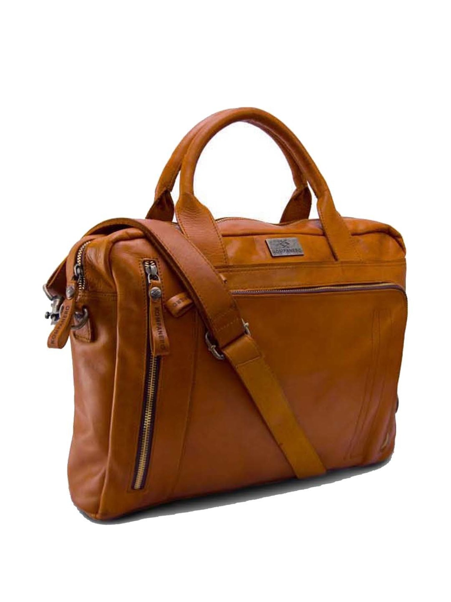 KOMPANERO Tan Leather Medium Messenger Bag