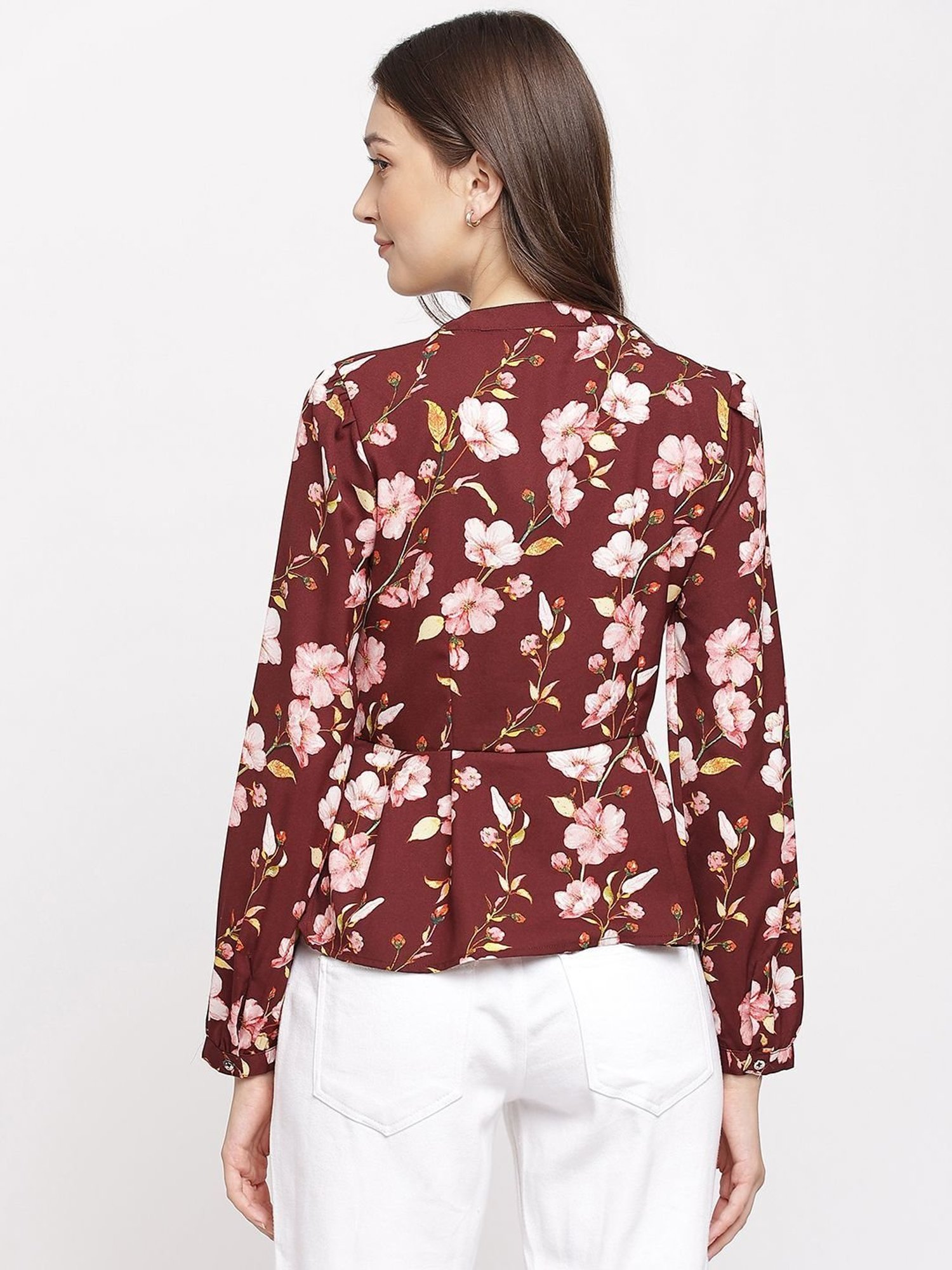 Latin Quarters Maroon Floral Printed Top