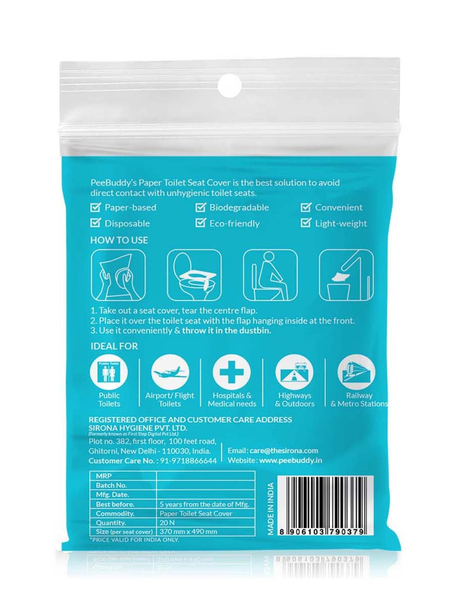 Pee Buddy Disposable Paper Toilet Seat Cover - 20 Pcs