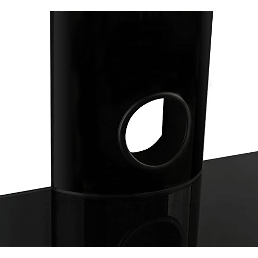 Mount-It! Floating Wall Mounted Shelf | 44 lbs Weight Capacity | 2 Shelves Tinted Tempered Glass | Black