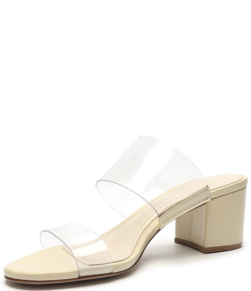 Schutz Victorie Clear Vinyl Block Heel Slides