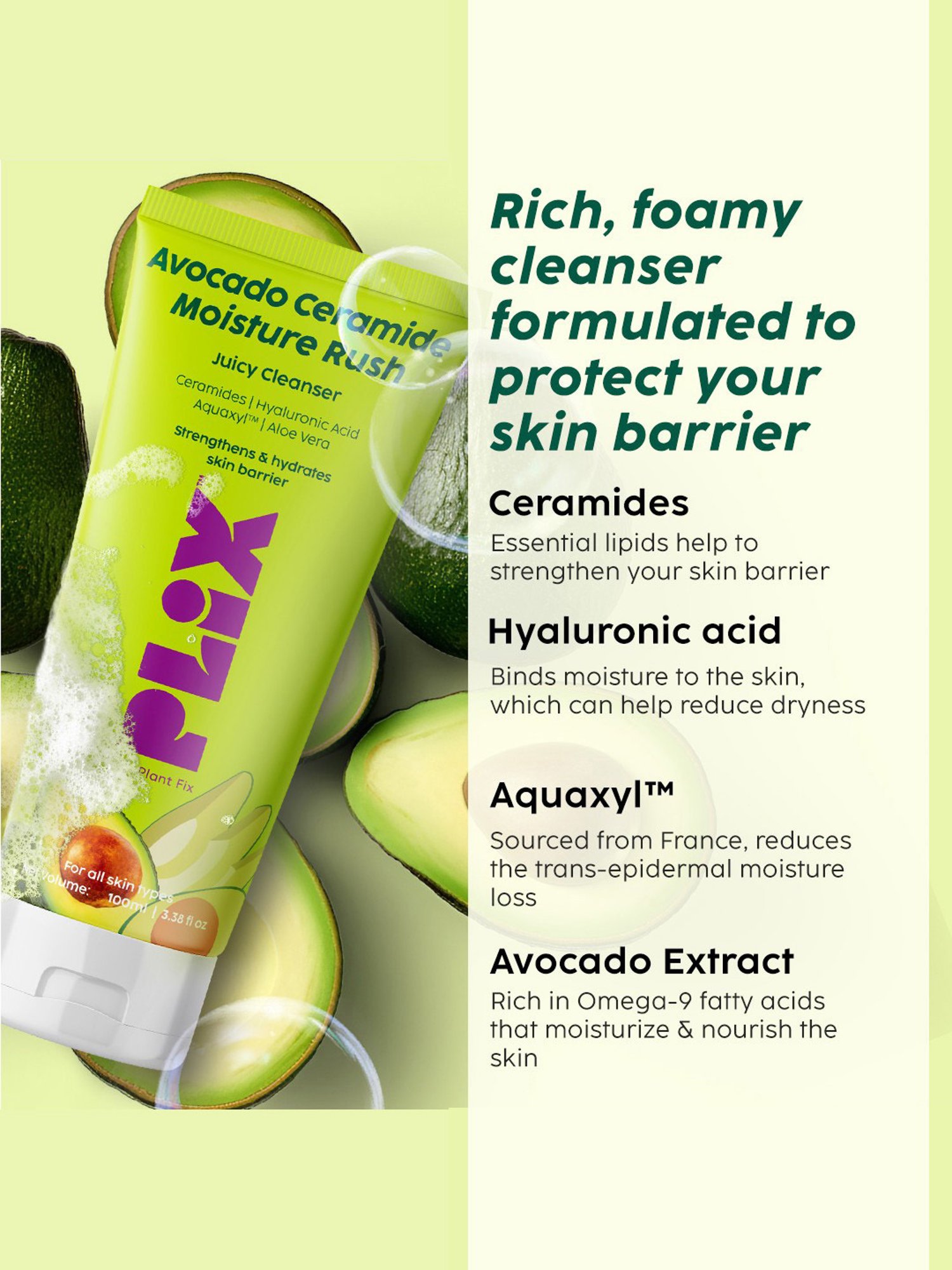 PLIX THE PLANT FIX Avocado Ceramide Moisture Rush Juicy Cleanser - 100 ml