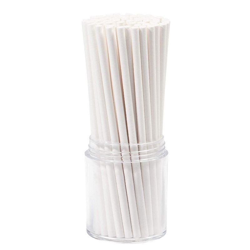Genie Crafts Cake Pop Sticks - 300-Count 4-Inch Paper Treat Sticks for Lollipops, Candy Apples, Suckers, White