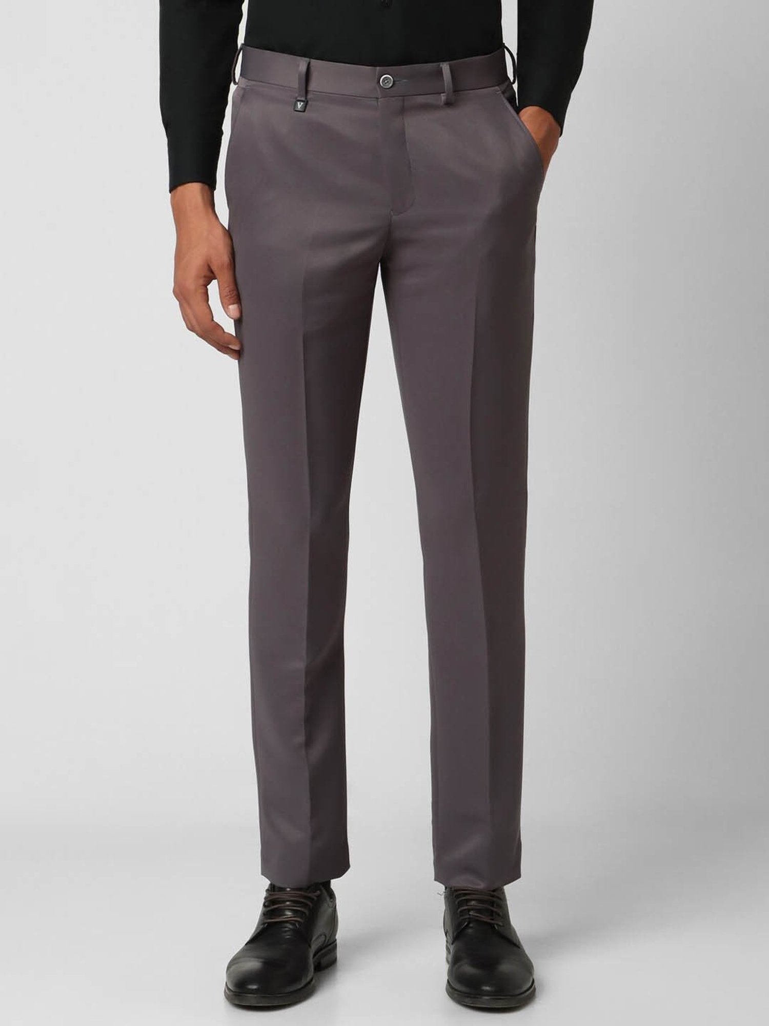 V Dot Cool Grey Skinny Fit Trousers
