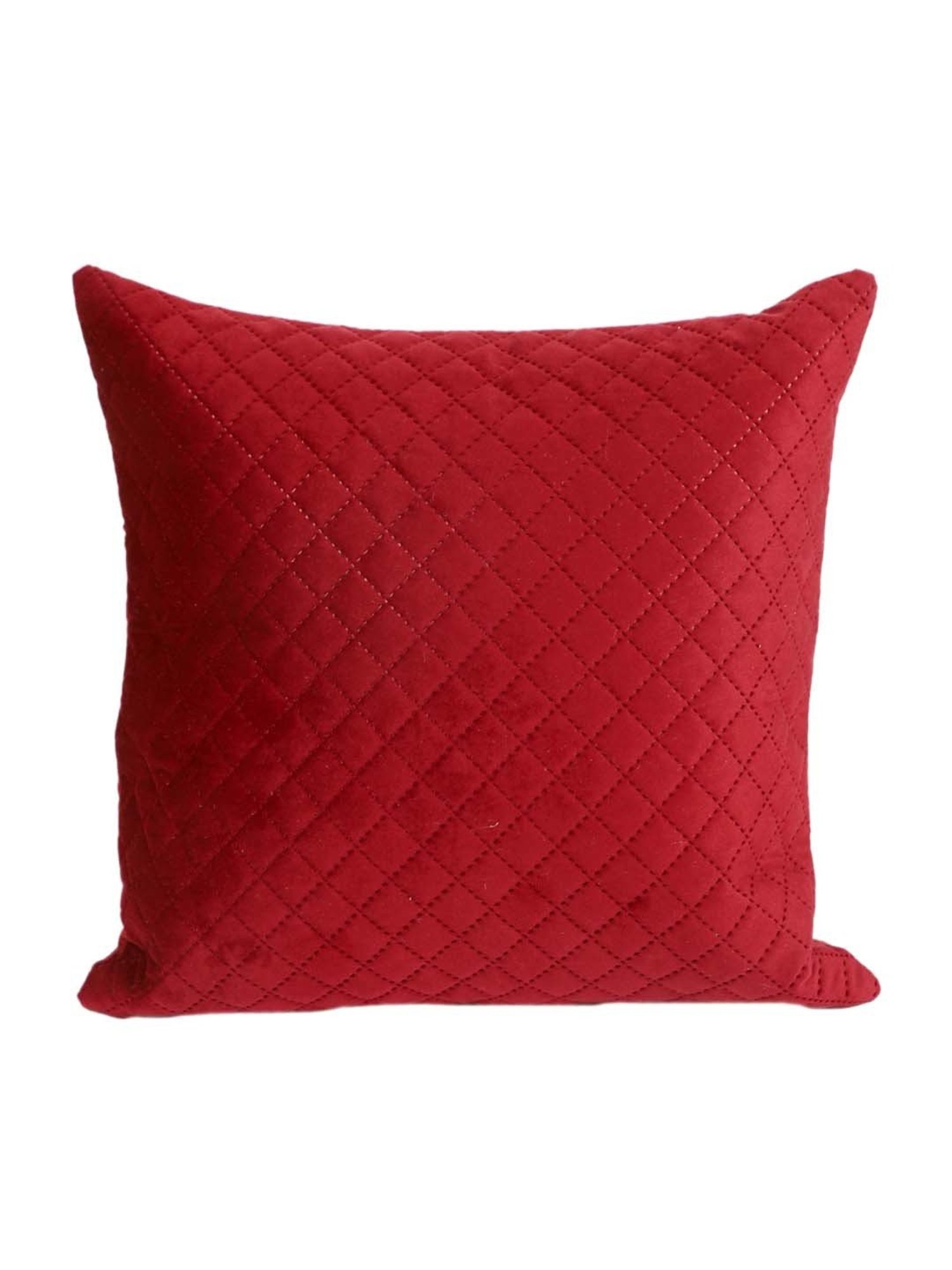 MFD HOME Furnishing Maroon Velvet Cushion Cover - Set of 1