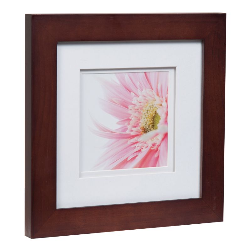 Single Picture 8" x 8" Wide Frame with Double Mat to 5" x 5" Walnut/White - Gallery Solutions
