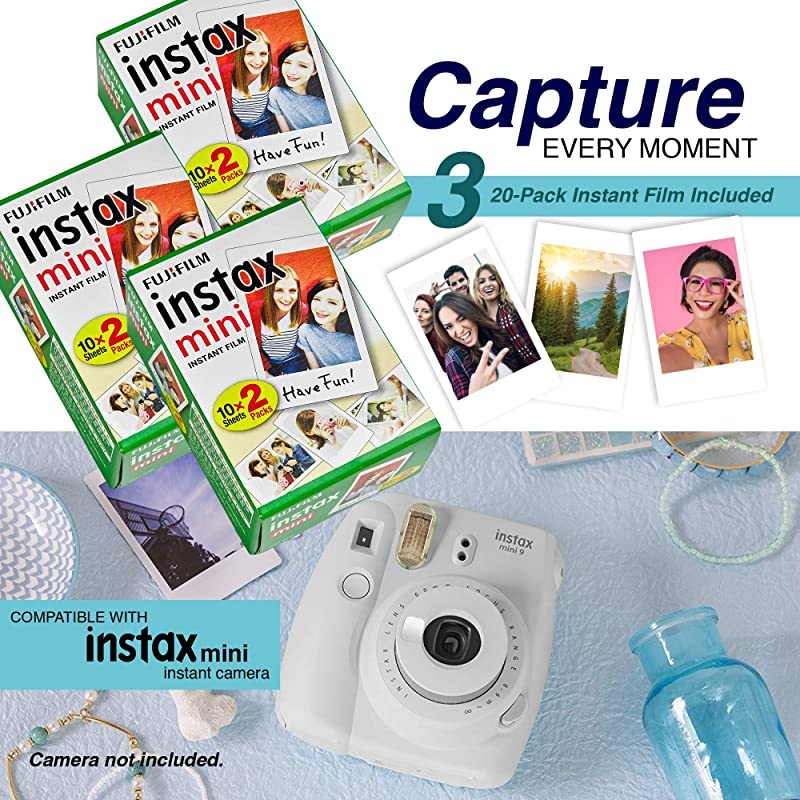 Piece Fujifilm Instax Mini 11 9 8 90 70 Camera Accessories Travel Kit Backpack Shoulder BagFuji Instant Film 60 Sheets Lens Cloth Strap Washi Tape StickersFramesAlbum Lime Green