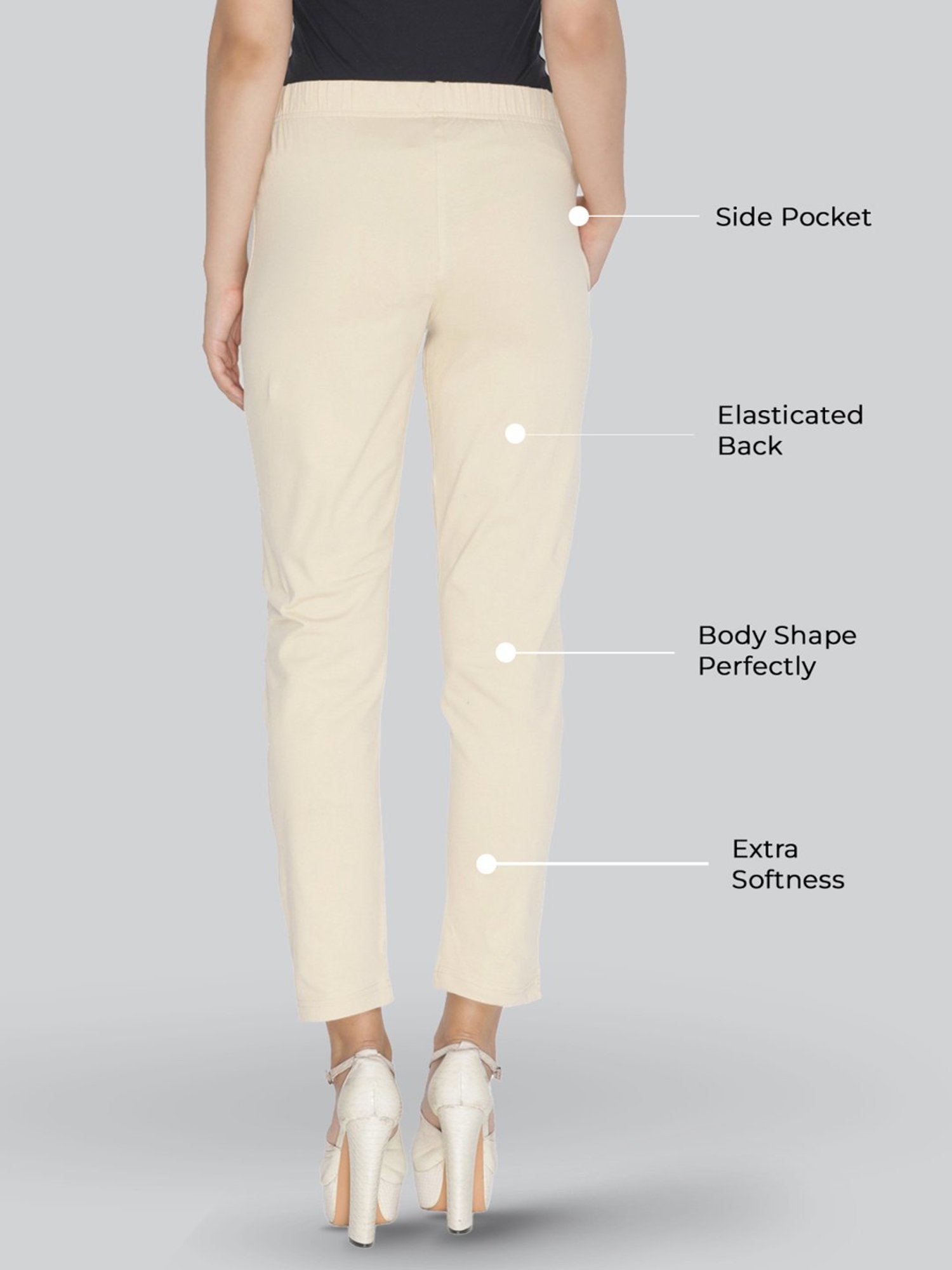 Lyra Cream & White Cotton Leggings - Pack Of 2