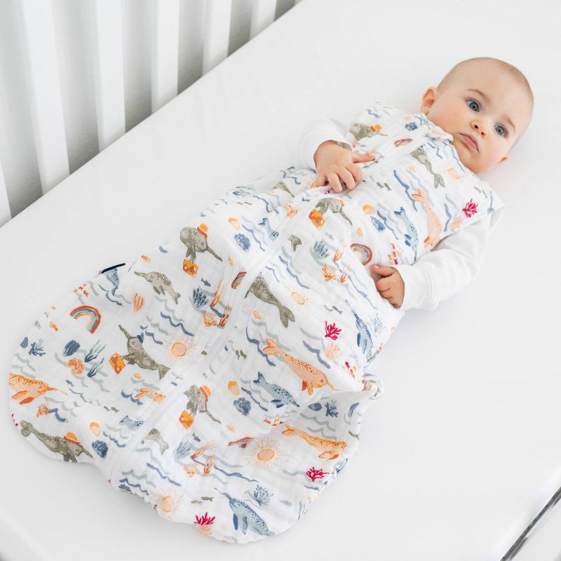 Bebe au Lait Muslin Bedtime Swaddle Wrap - Narwhal 12-18 Months