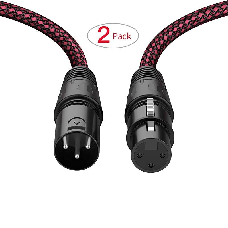 XLR Cable 25ft  Heavy Duty Hybrid Braided XLR Patch Cable 3Pin XLR Male to Female MultiColored Microphone Cable Balanced MicSnake Cord 3Pack TOP Series