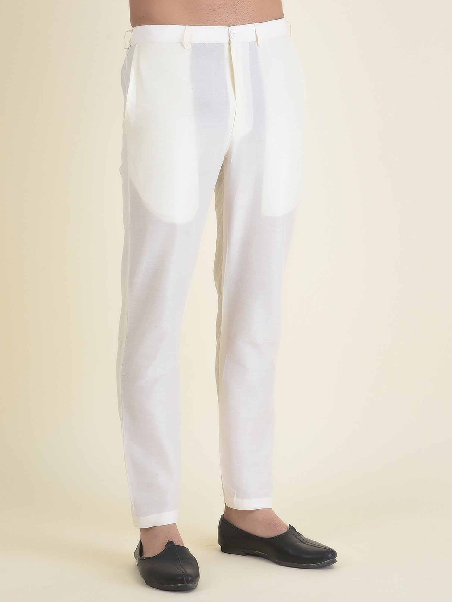 Deyann Off White & Cream Cotton Regular Fit Embroidered Kurta Set With Jacket