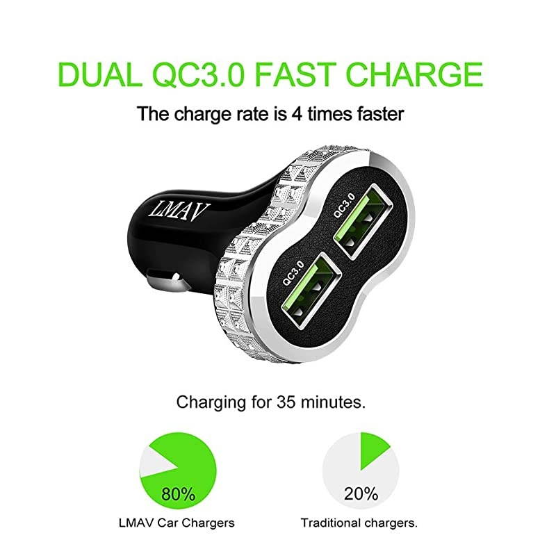 C Car Charger Adapter 40W 6A, PD3.0 20W & QC3.0 20W Car Phone Charger Fast Charging Compatible with iPhone 12/11, Samsung Galaxy S20/Note 20, LG, Tablets, Pixel and More.