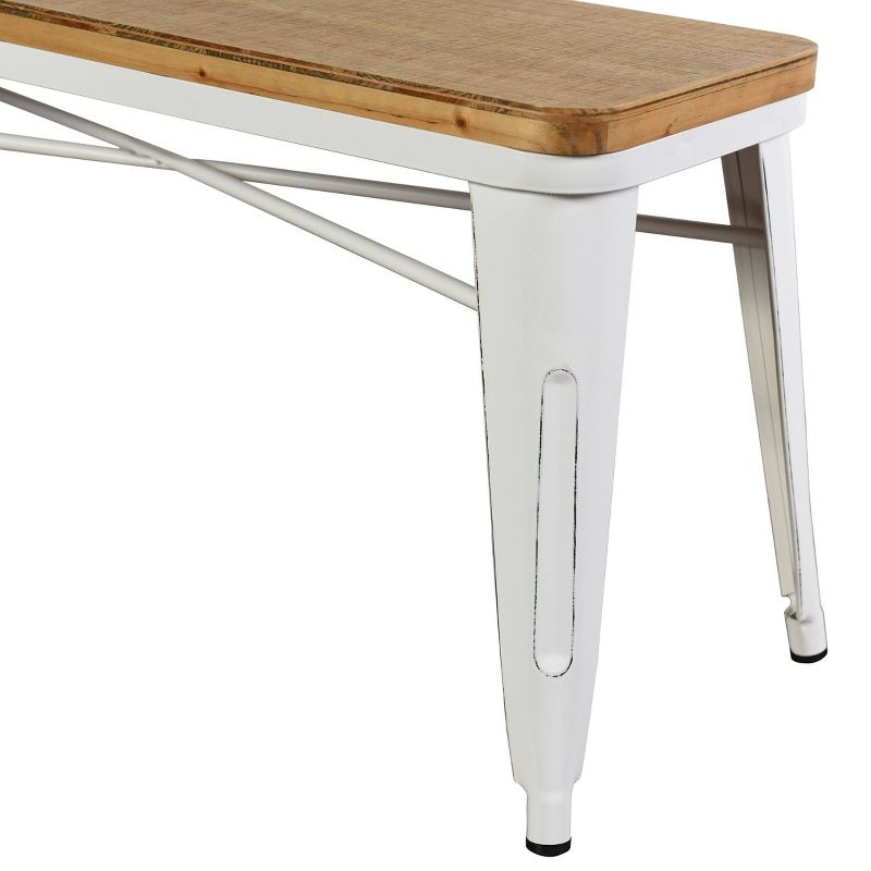 Metal and Wood Bench Antique White - Stylecraft