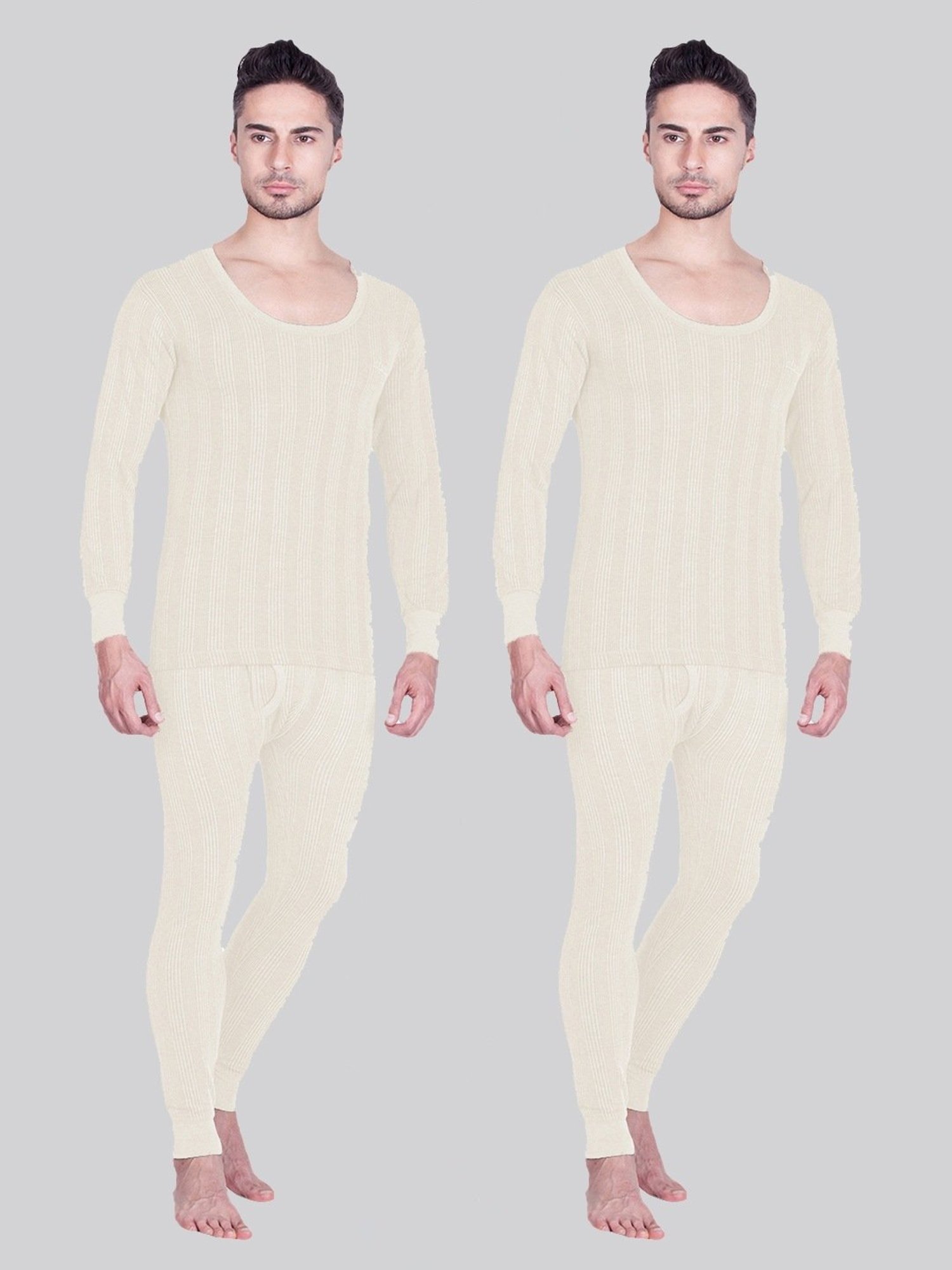 LUX Inferno White Skinny Fit Striped Thermal Set - Pack of 2