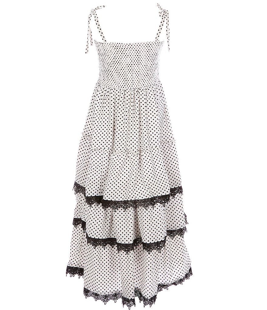 Rare Editions Big Girls 7-16 Polka-Dot Crepe Tiered Maxi Dress