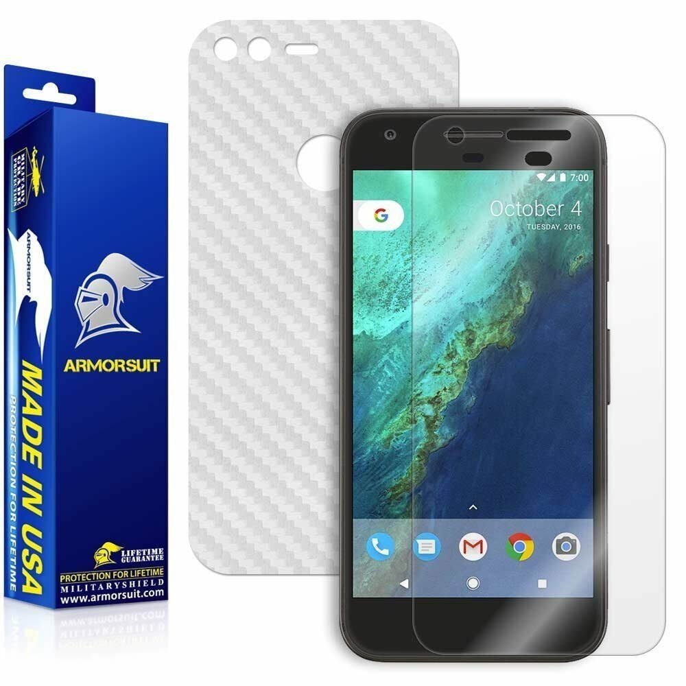 ArmorSuit- Google Pixel Screen + White Carbon Fiber Skin Protector - NEW!