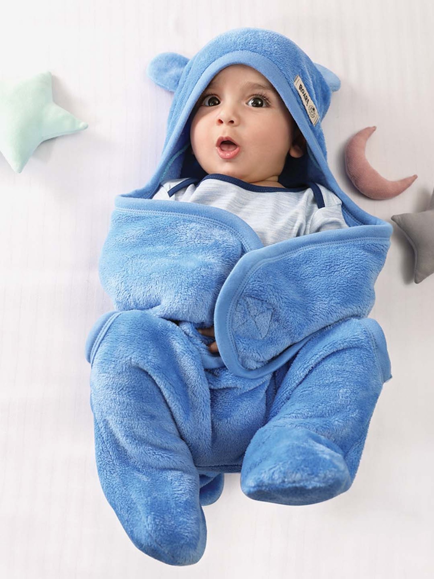 MiArcus Blue Polyester 260 GSM Blanket (0-3 Month) - Set of 1