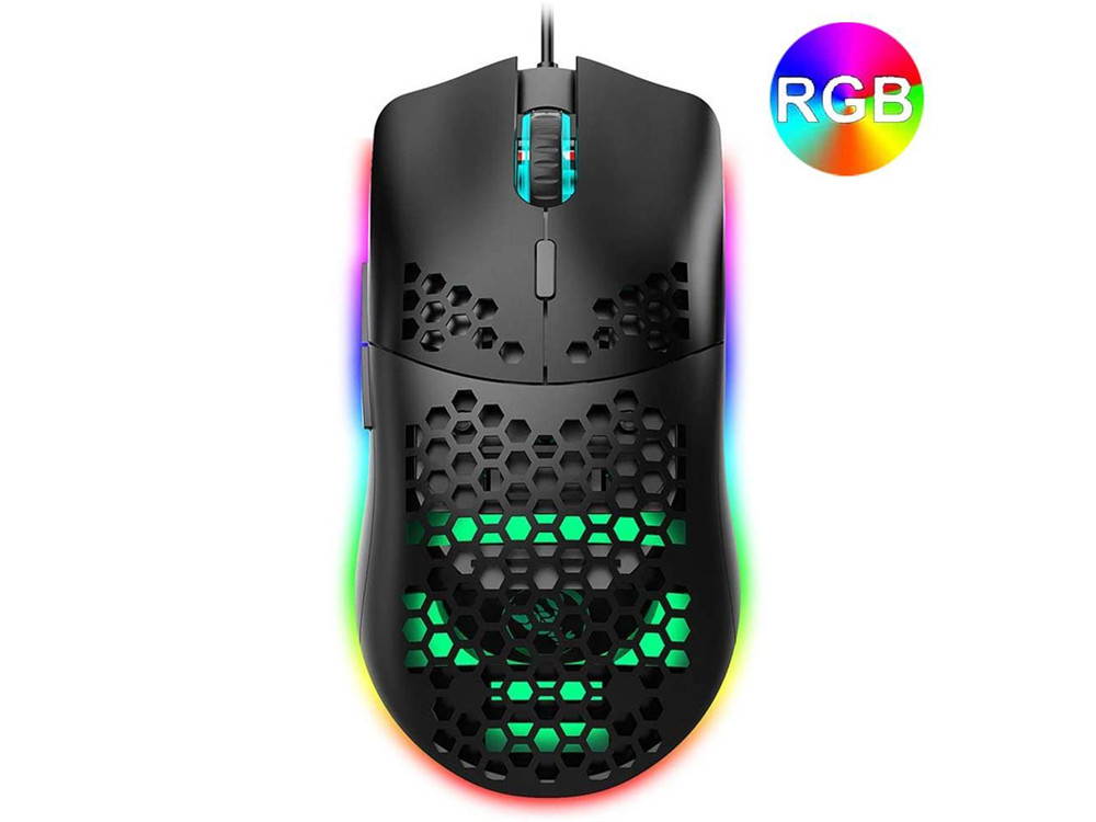 USB Gaming Mouse, Honeycomb Lightweight Gaming Mouse with Backlight, up to 6400 DPI, Wired PC Gaming Mouse for Mac Laptop Computer