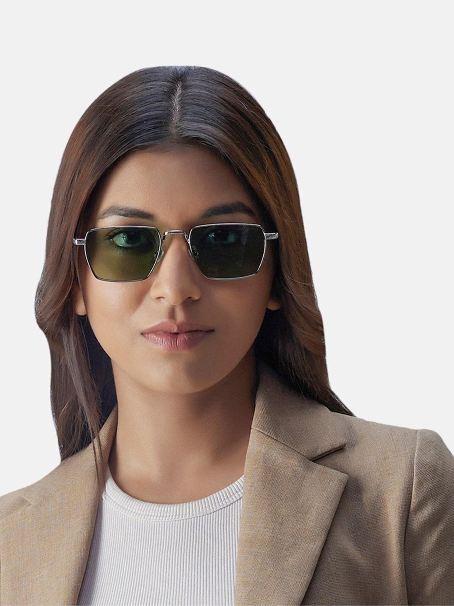 Shisen Fox Raion Gun-Light Green Unisex UV Protection Sunglasses -53 mm