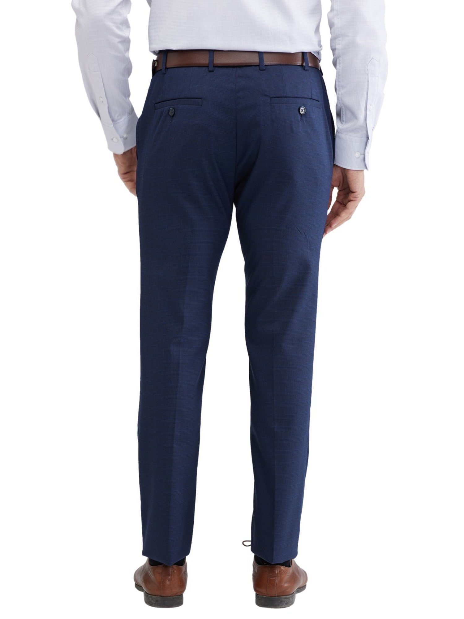 Raymond Blue Slim Fit Checks Trousers