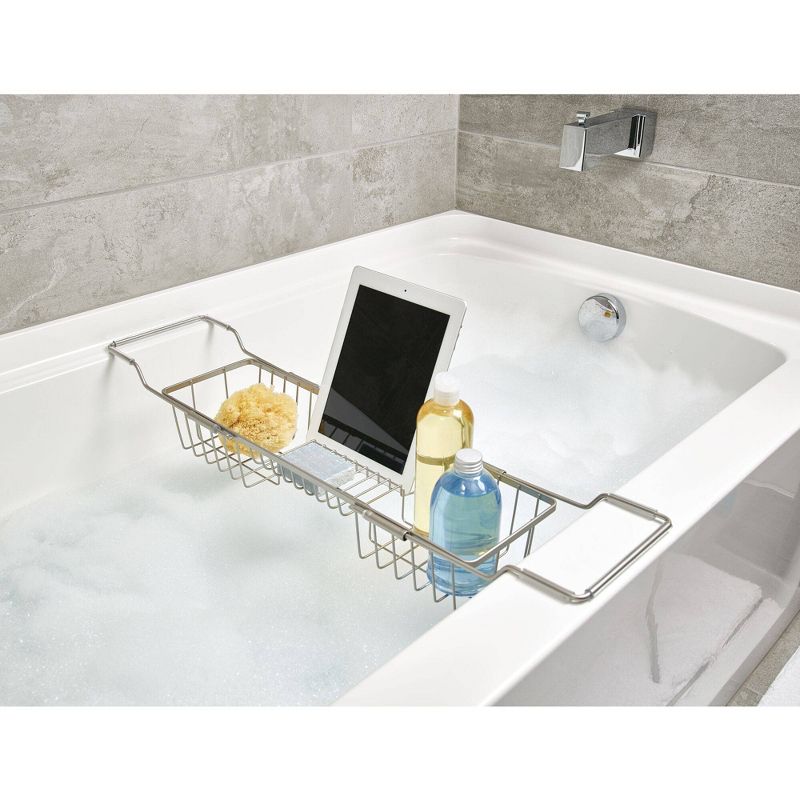 Everett Adjustable Over the Bathtub Caddy Silver - iDESIGN