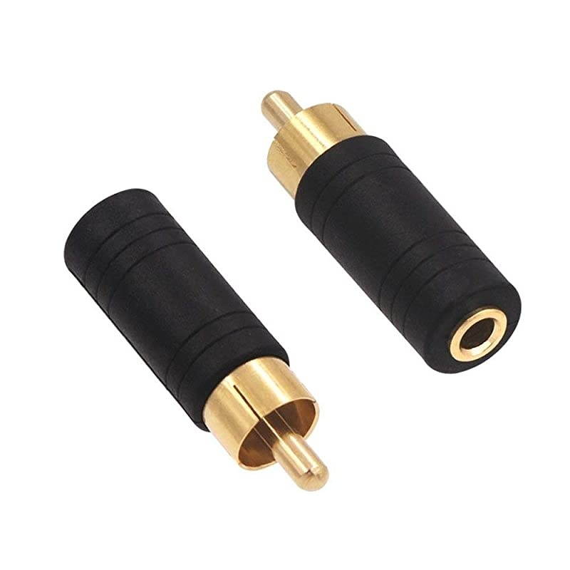 2Pack Gold Plated 35mm 18 inch Female Mono Jack to RCA Male Adapter