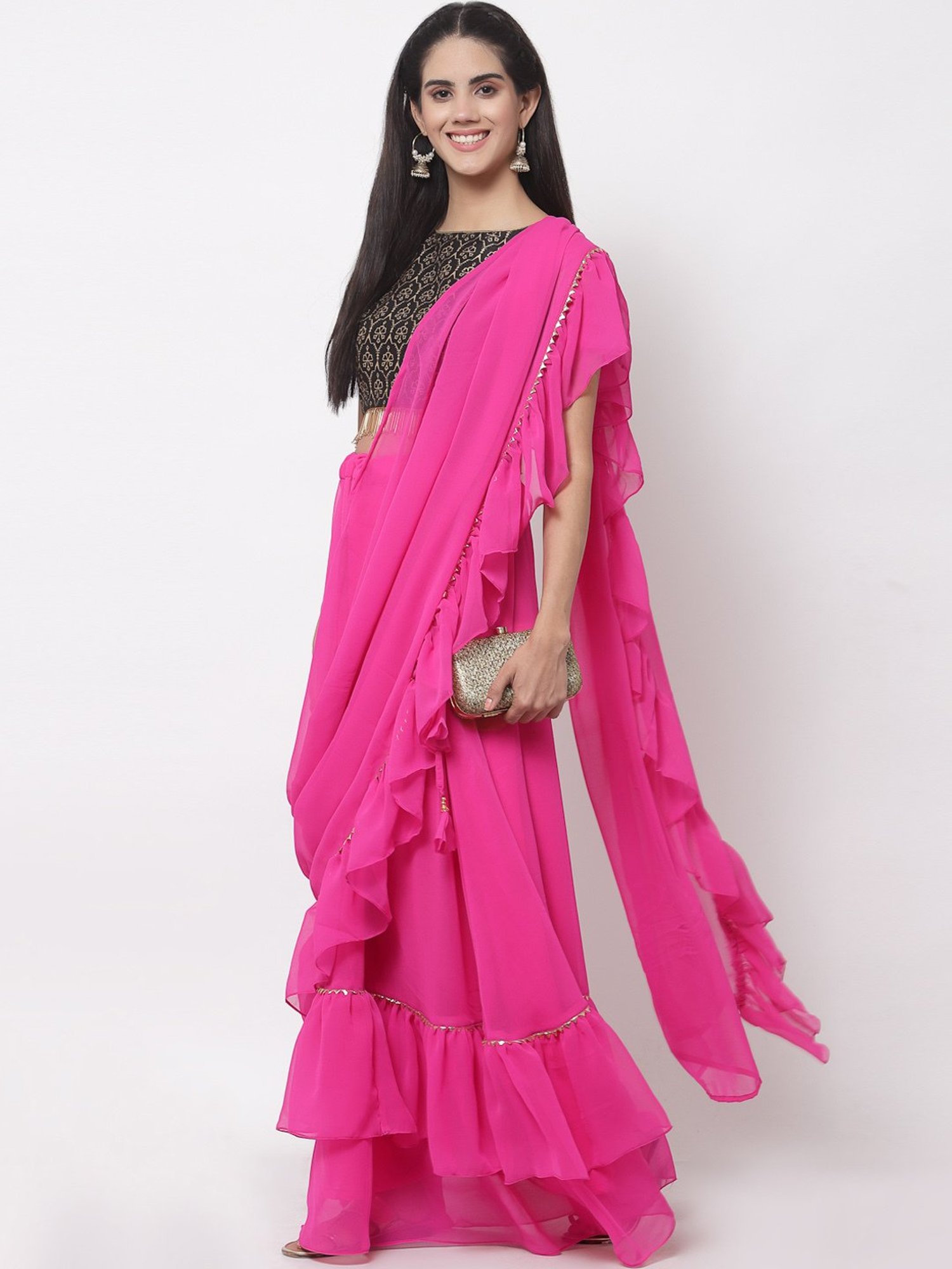 studiorasa Pink Plain Skirt With Dupatta