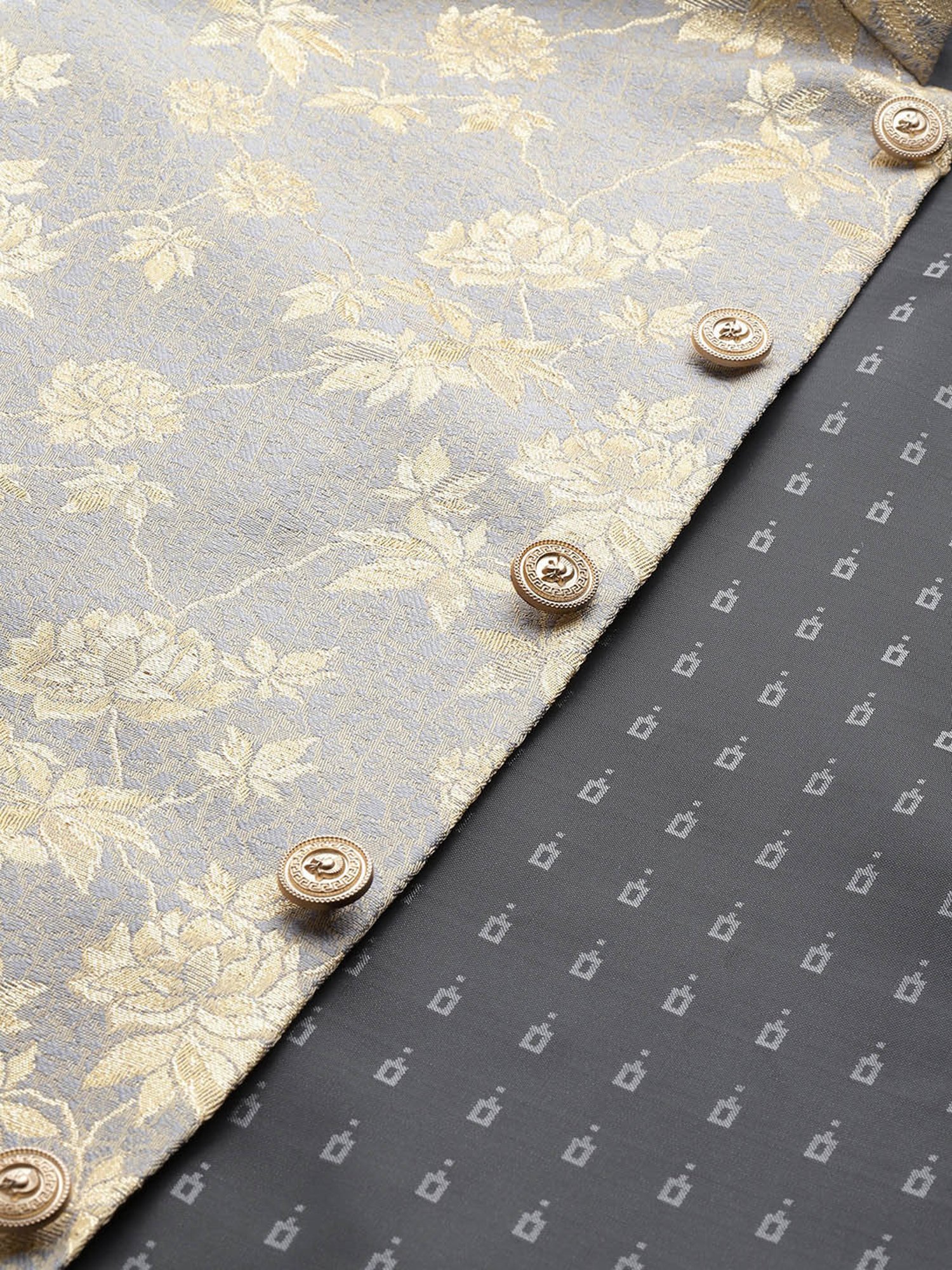 ManQ Grey Slim Fit Nehru Jacket