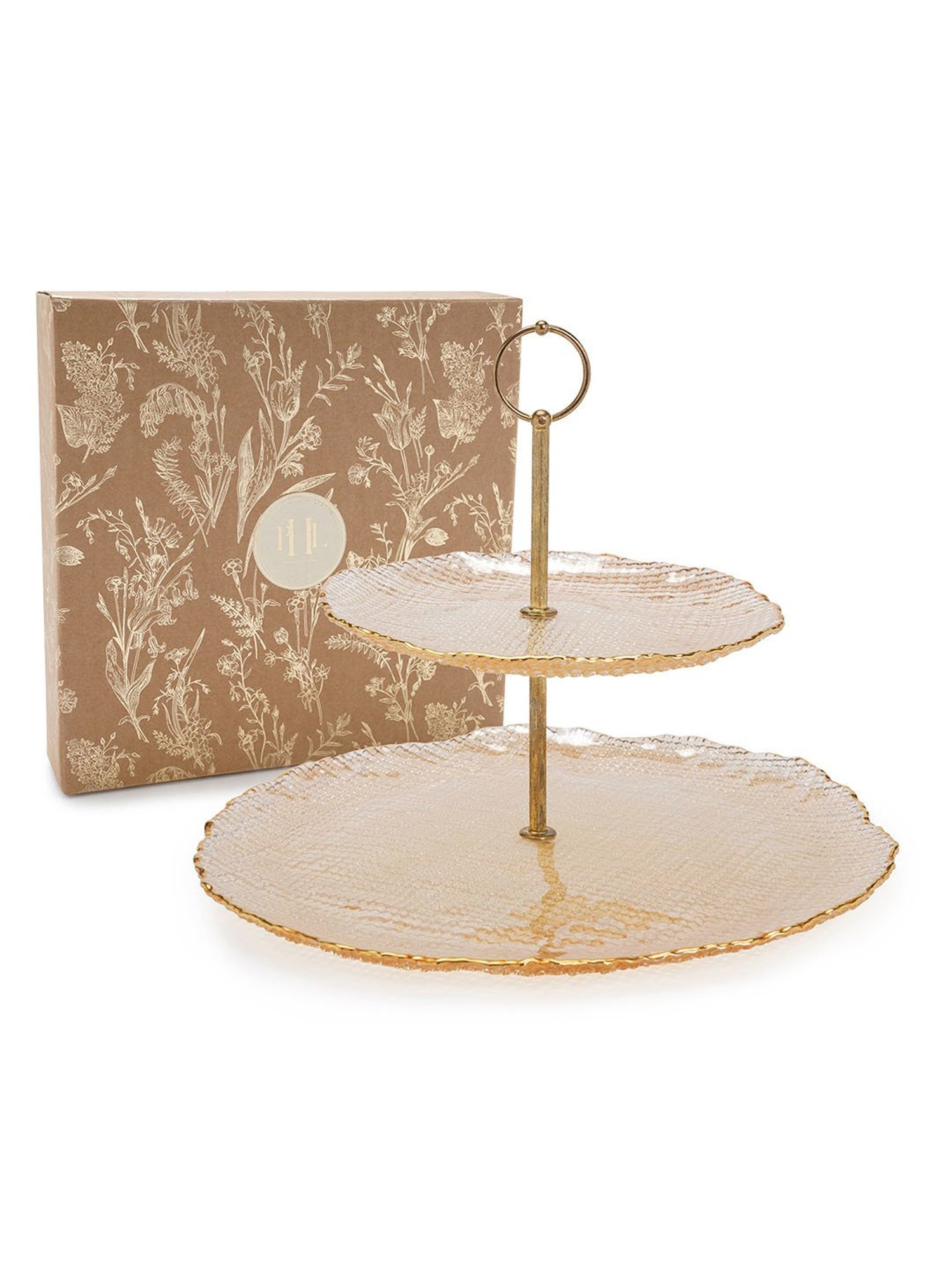 Pure Home and Living Gold Glass Cake Stand