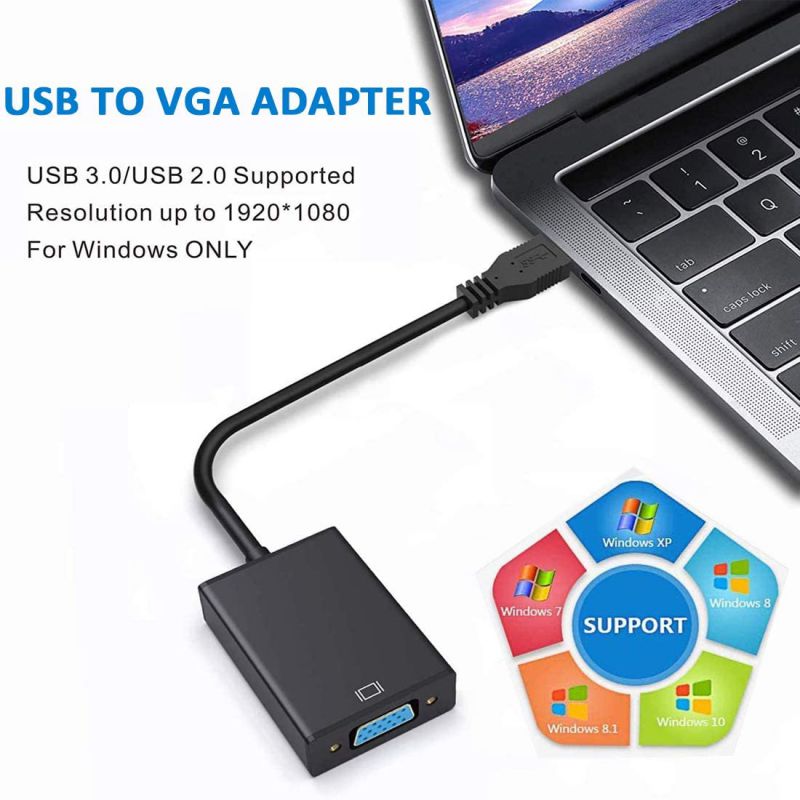 USB to VGA Adapter,Updated USB 3.0 to VGA Adapter Multi-Display Video Converter Compatible with PC Laptop Windows 7/8/8.1/10,Desktop, Laptop, PC, Monitor, Projector, HDTV