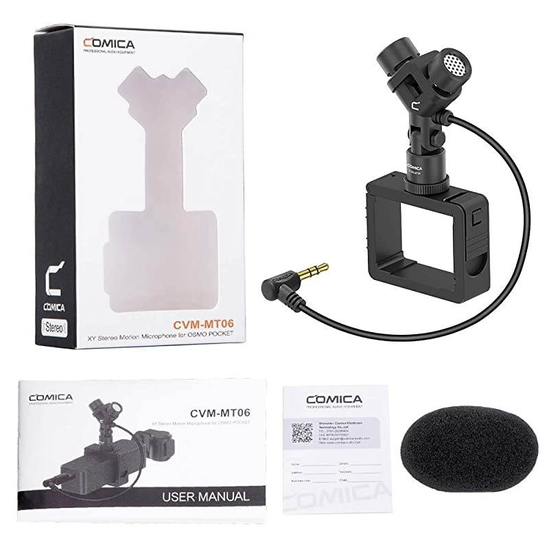 DJI Osmo Pocket Microphone,  CVM-MT06 Full Metal Stereo Video Microphone Universal for DJI Pocket Camera, with Pocket Mount Holder (TRS 3.5mm Input)